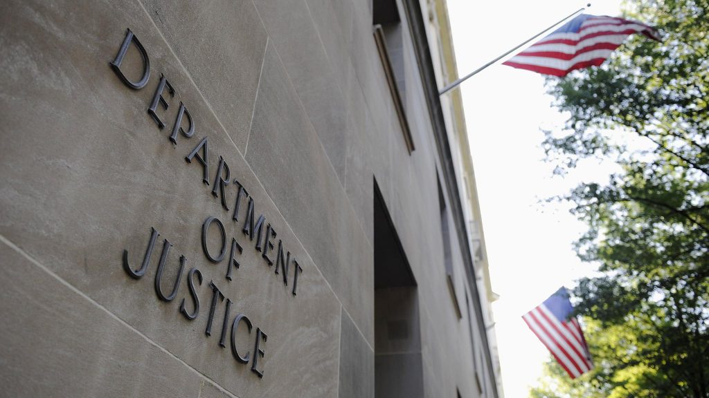 The Exterior Of The Us Department Of Justice Headquarters Building In